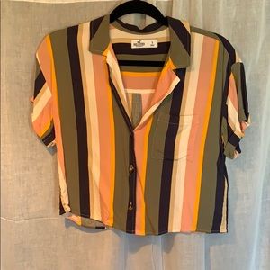 Cropped button up with cuffed sleeves